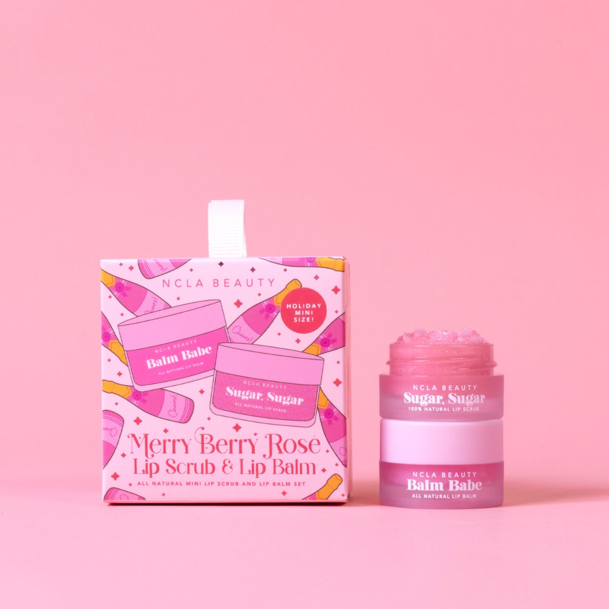 NCLA Beauty Merry Berry Rose Lip Scrub & Lip Balm Ornament Set