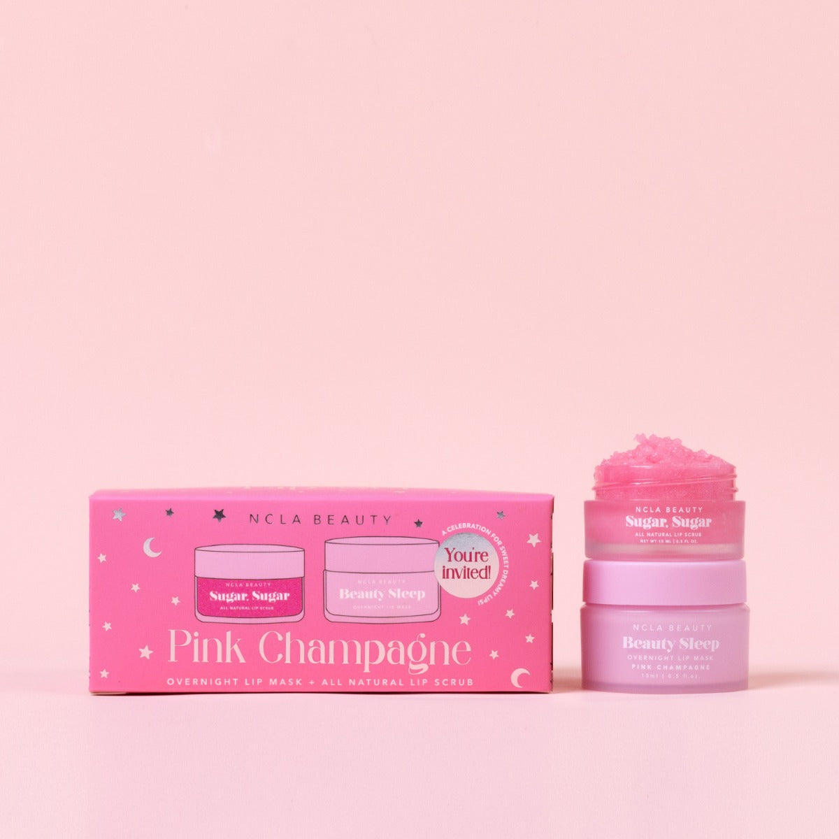 NCLA Beauty Slumber Party Lip Scrub + Lip Mask Set - Pink Champagne