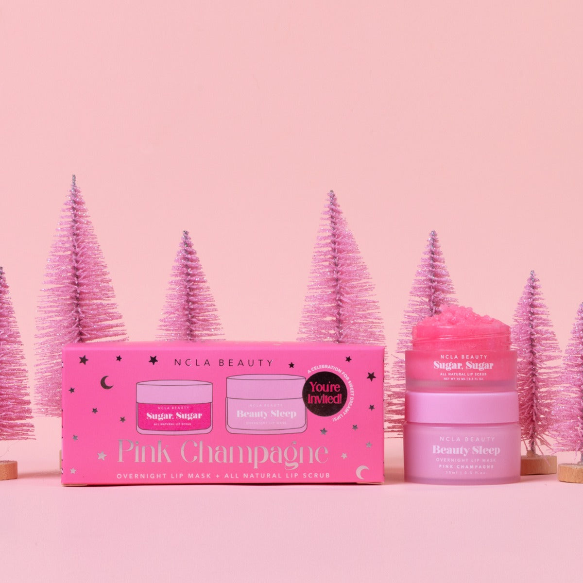 NCLA Beauty Slumber Party Lip Scrub + Lip Mask Set - Pink Champagne