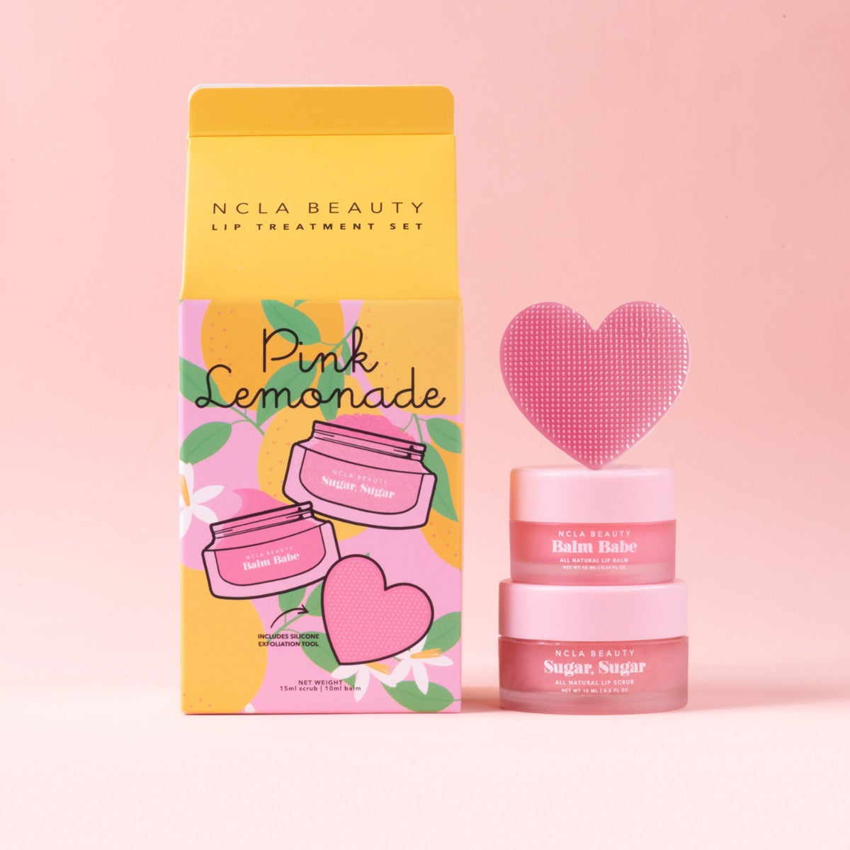 NCLA Beauty Pink Lemonade Lip Care Set + Lip Scrubber 10ml + 15ml