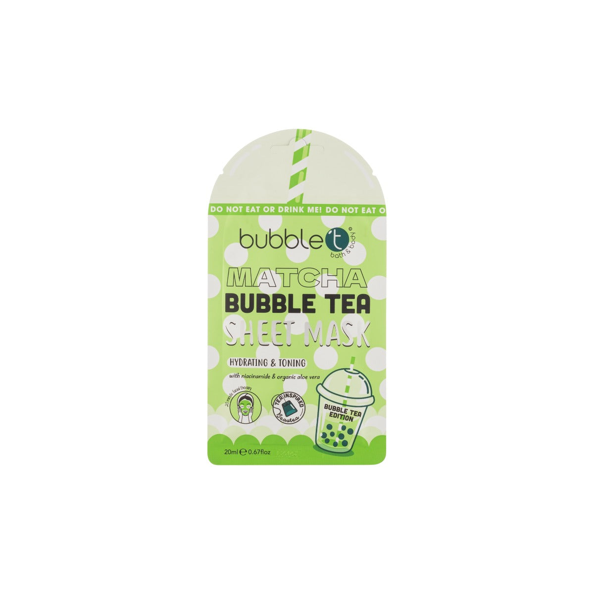 Bubble T Face sheet mask in Matcha with Aloe Vera & Niacinamide (20ml)