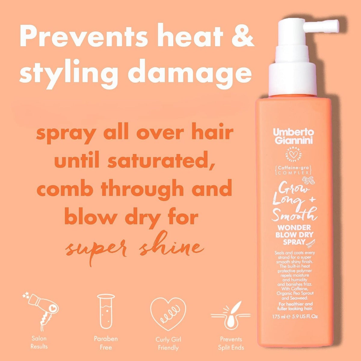Umberto Giannini Grow Long & Smooth Blow Dry Spray 150ml