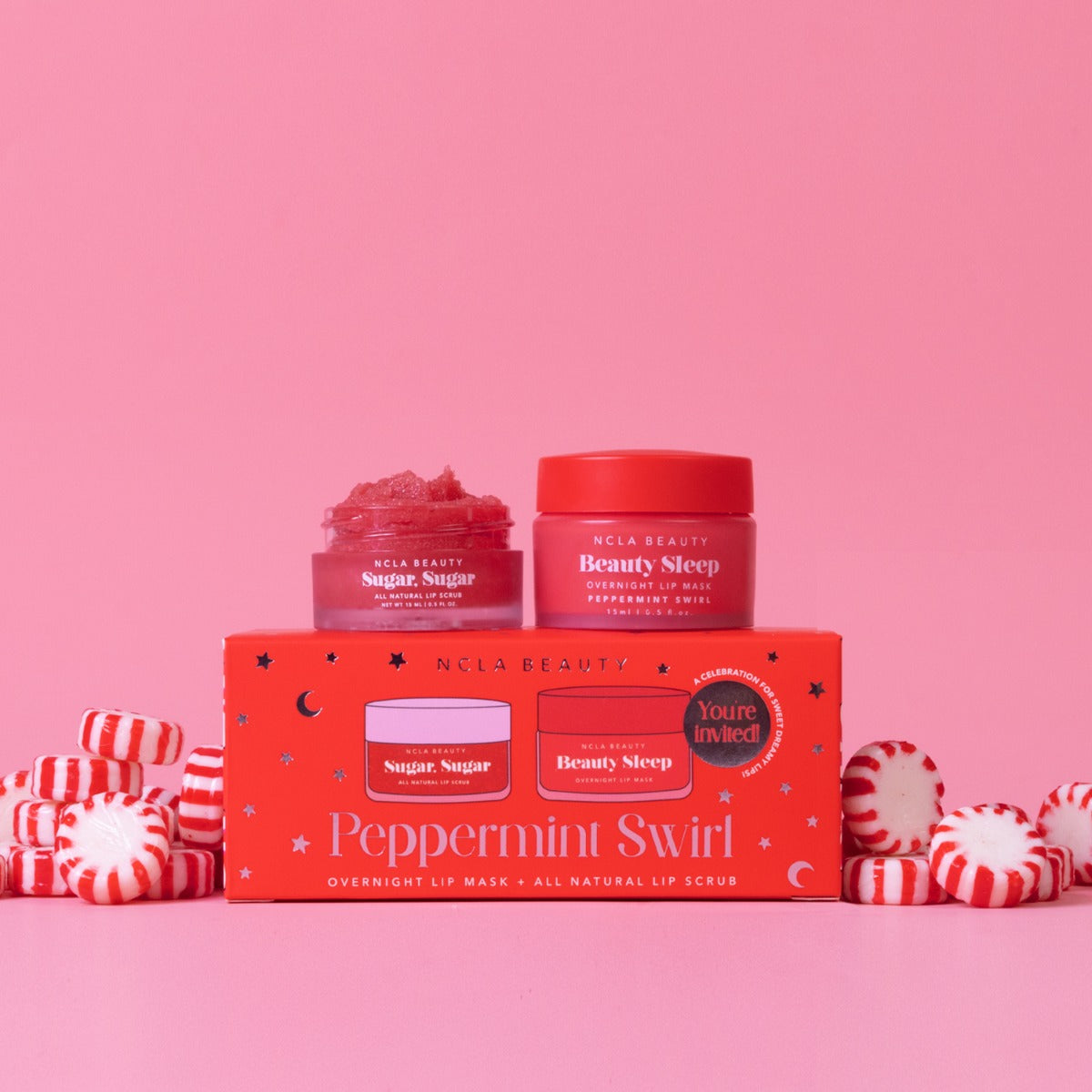 NCLA Beauty Slumber Party Lip Scrub + Lip Mask Set - Peppermint Swirl