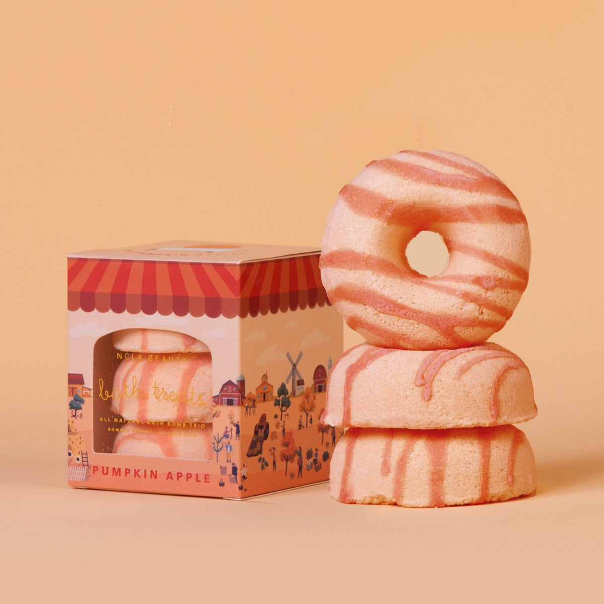 NCLA Beauty Pumpkin Apple Bath Treats 3 pc Bath Bomb Set