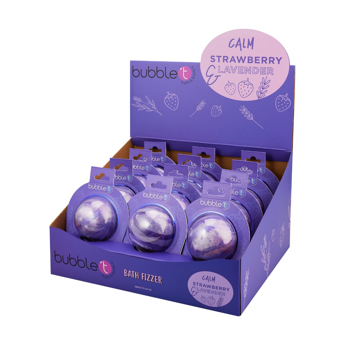 Bubble T Calm Bath fizzer in Strawberry & Lavender (150g)