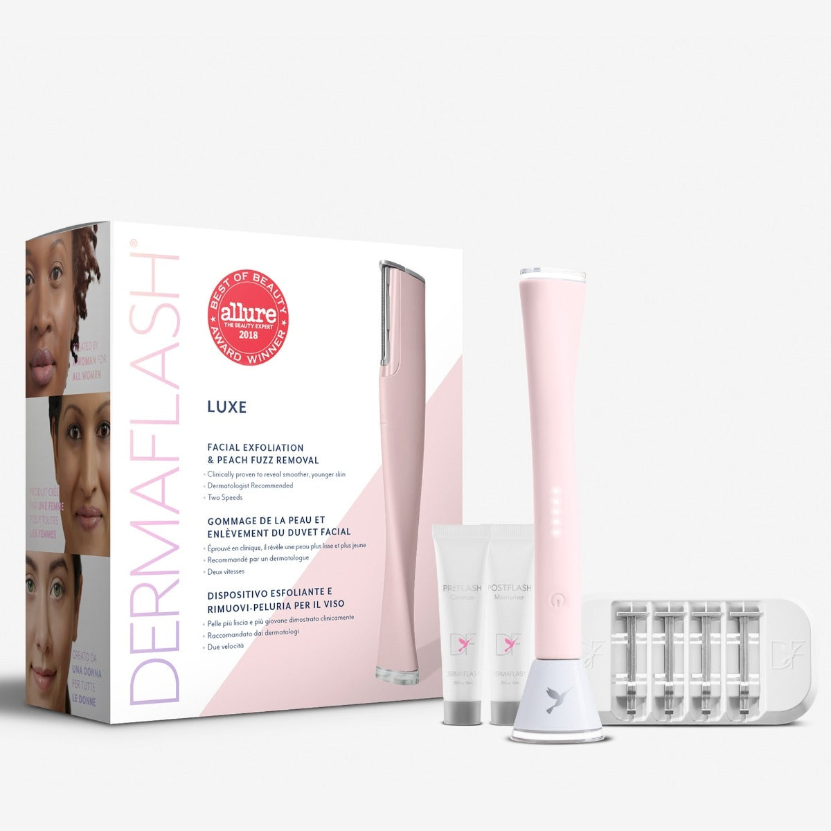 Dermaflash Luxe - Facial Exfoliation And Peach Fuzz Removal - Icy Pink