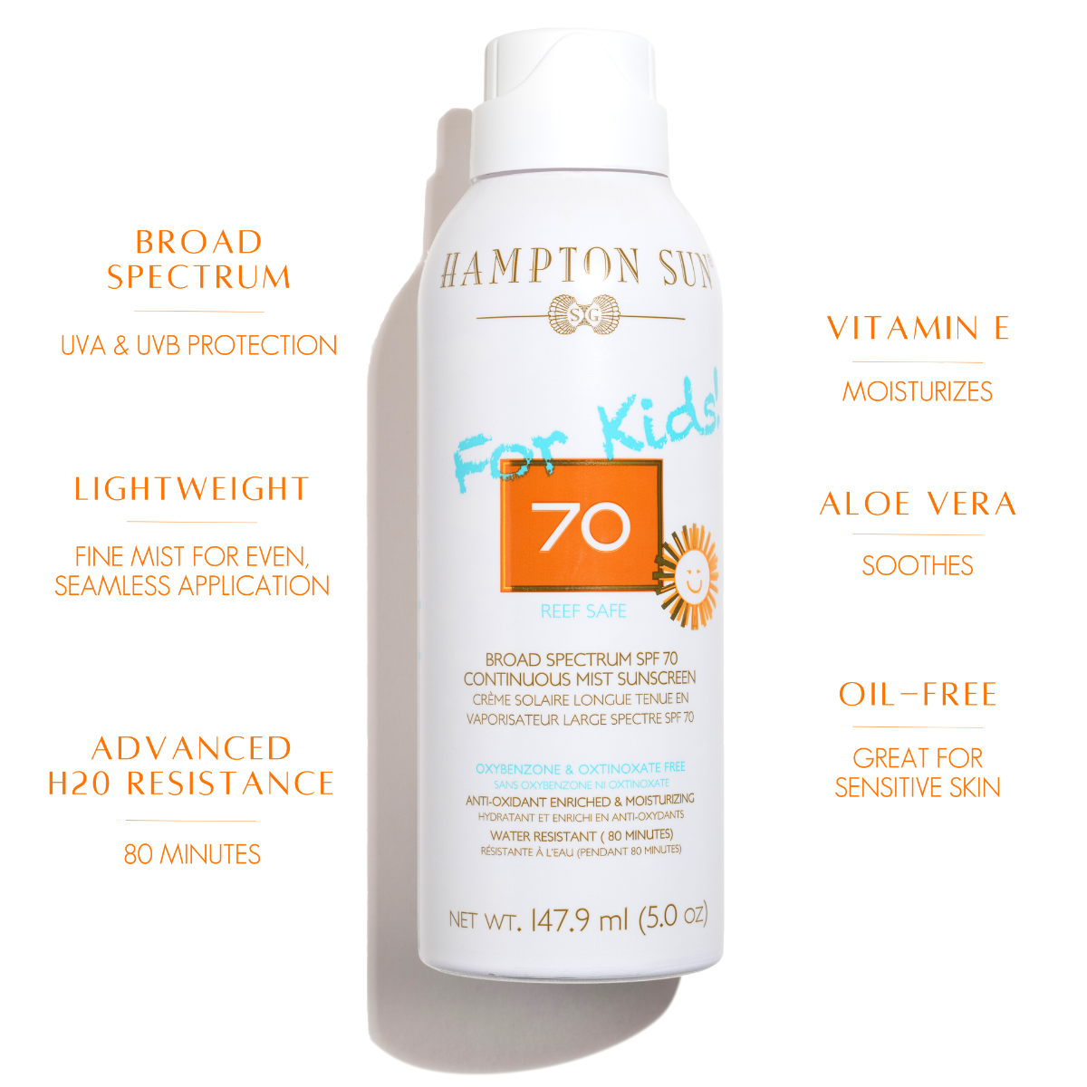 Hampton Sun SPF 70 For Kids Continuous Mist  147.9ml