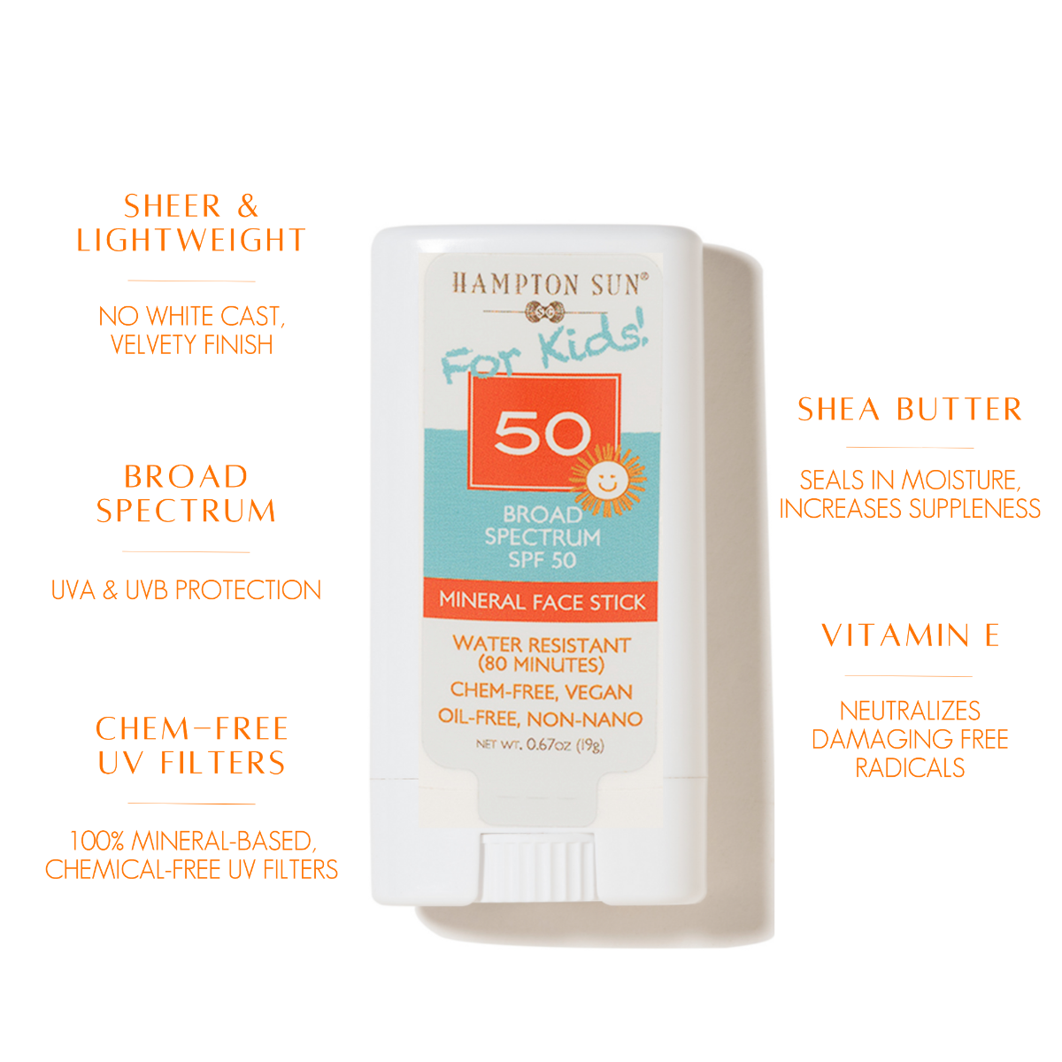 Hampton Sun SPF 50 Kids Mineral  Face Stick 19g