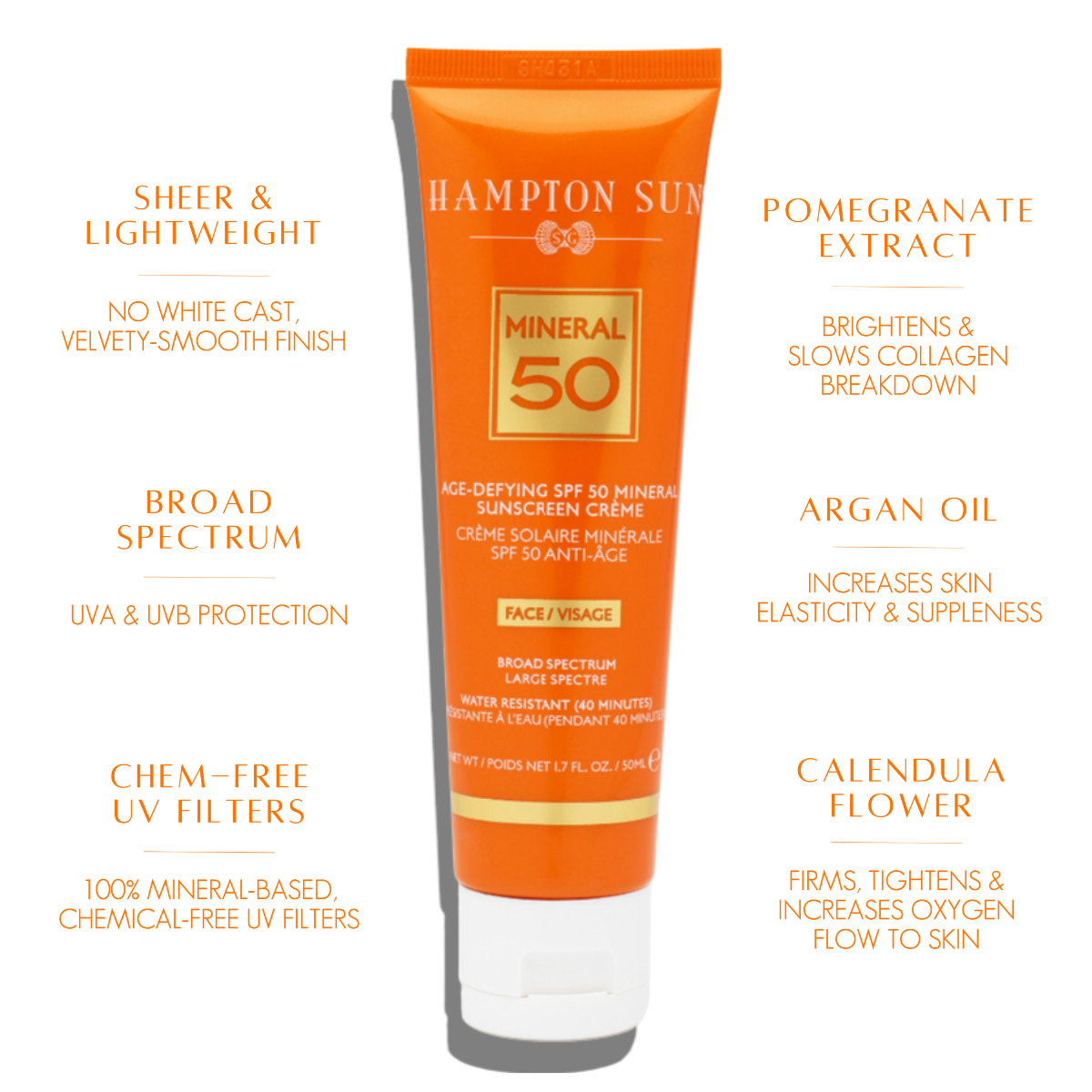 Hampton Sun Age Defying SPF50 Mineral Crème for Face 50ml