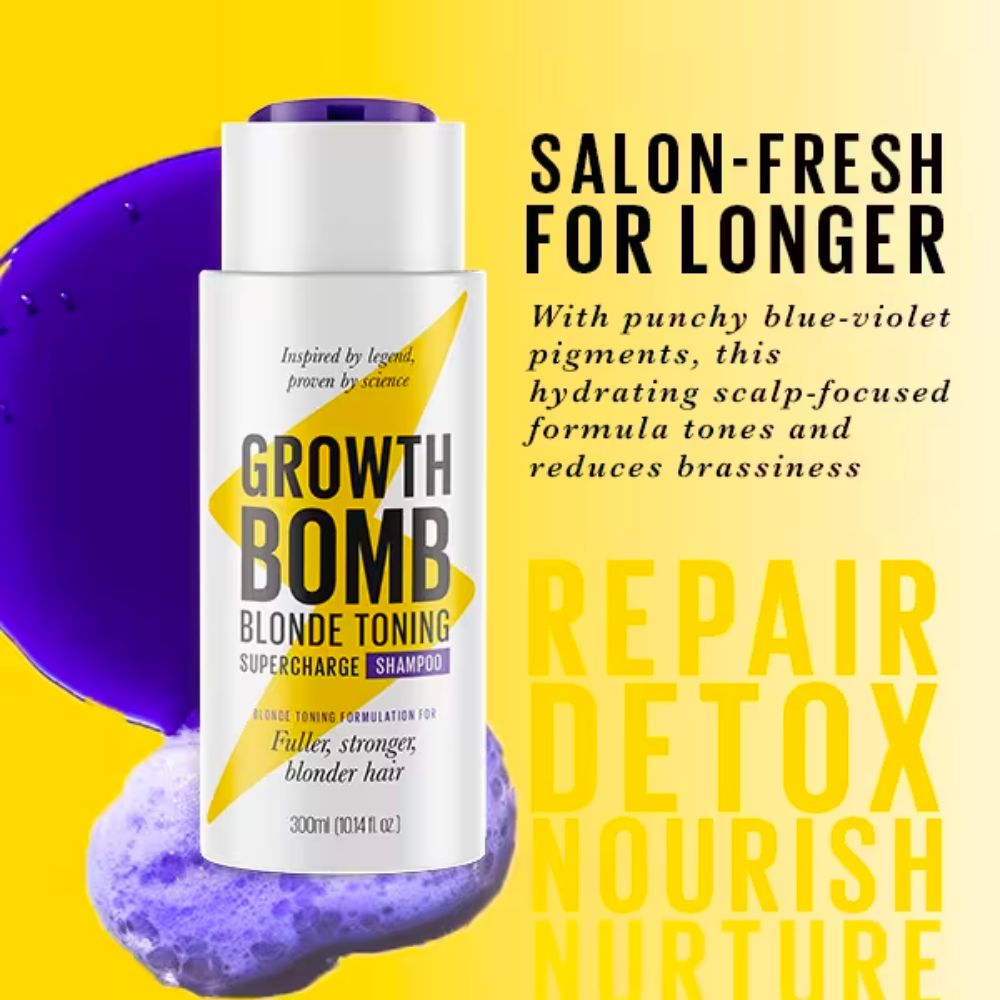 Growth Bomb Blonde Toning Purple Shampoo 300ml