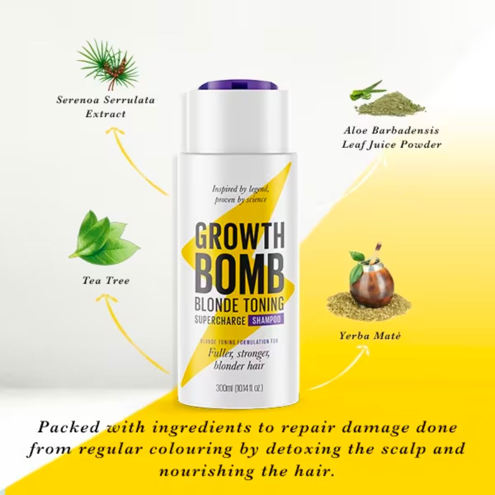 Growth Bomb Blonde Toning Purple Shampoo 300ml